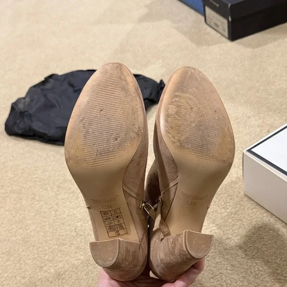 White House Black Market Brown Suede Heeled Boots size 7.5M - Picture 6 of 6